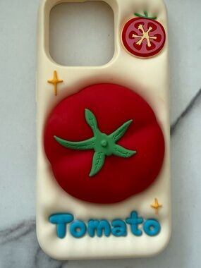 Tomato Silicone Phone Case - Cream & Red iphone 16 pro